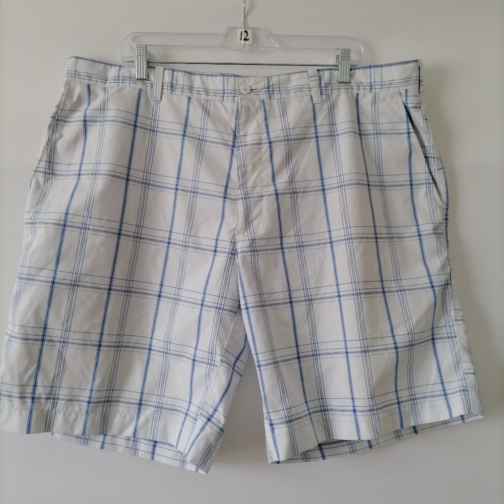 Unbranded Mens Blue & White High Rise Plaid Pocket Bermuda Shorts Size 40